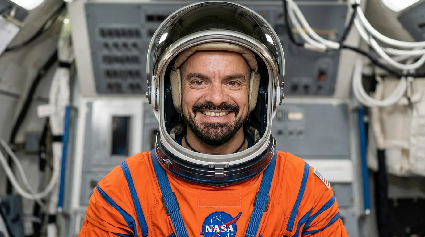JJ Priego con traje de astronauta de la NASA.