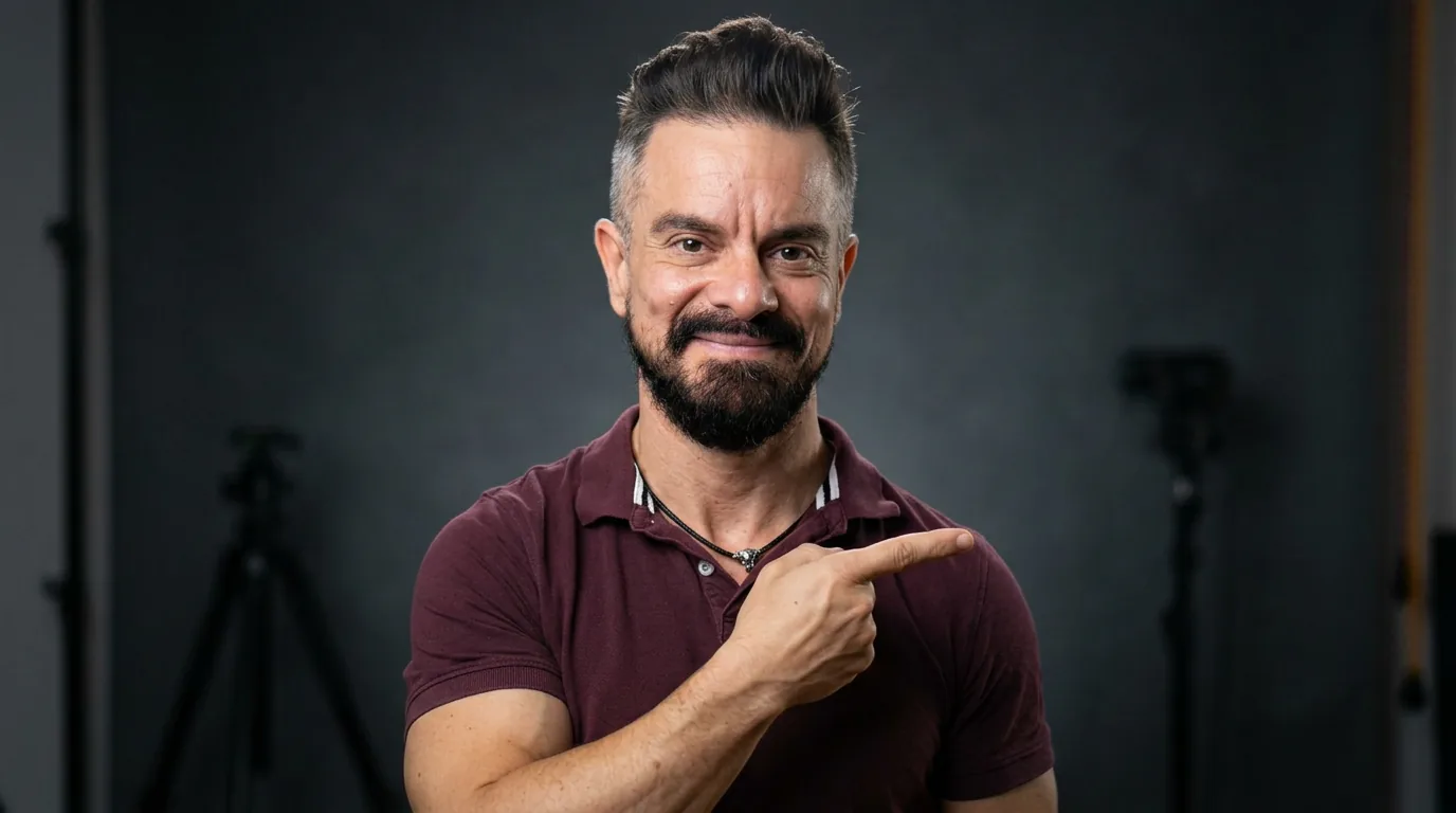 JJ Priego señalando hacia el formulario de contacto.